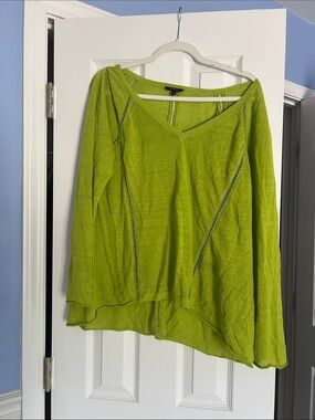 Lafayette 148 Lime Green Lightweight V-Neck Women's Top